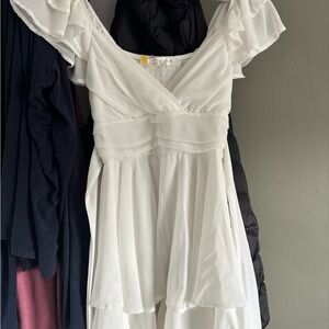 Altar'd State White Double Layered Lainey Romper